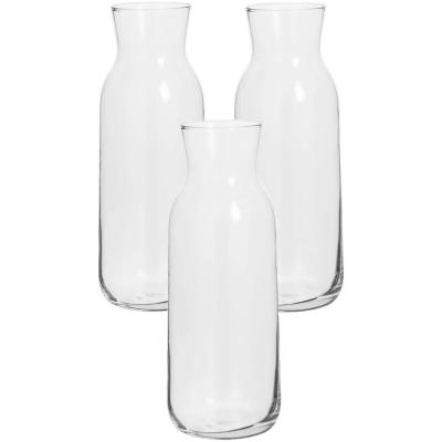 Secret de Gourmet Karaf - 3x stuks - 0,7 liter - glas - smalle hals - decanteer - 8 x 20 cm