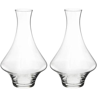 Secret de Gourmet Wijn karaf - 2x stuks - 1,65 liter - D26 x H26 cm - glas - taps toelopende hals - decanteer kan - schenkkan - Waterkan - Sapkan