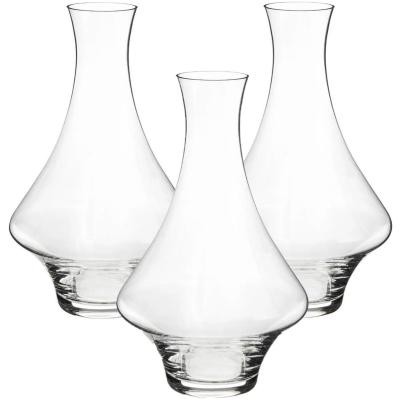 Secret de Gourmet Wijn karaf - 3x stuks - 1,65 liter - D26 x H26 cm - glas - taps toelopende hals - decanteer kan - schenkkan - Waterkan - Sapkan