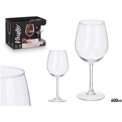 Wijnglazen Set - 6 Delige Wijnglazen - 600 ml per Glas - Elegant Rond Design - Transparant Glas - Voor Rode Wijn Witte Wijn en Rosé - Luxe Drinkglazen voor Thuis en Horeca