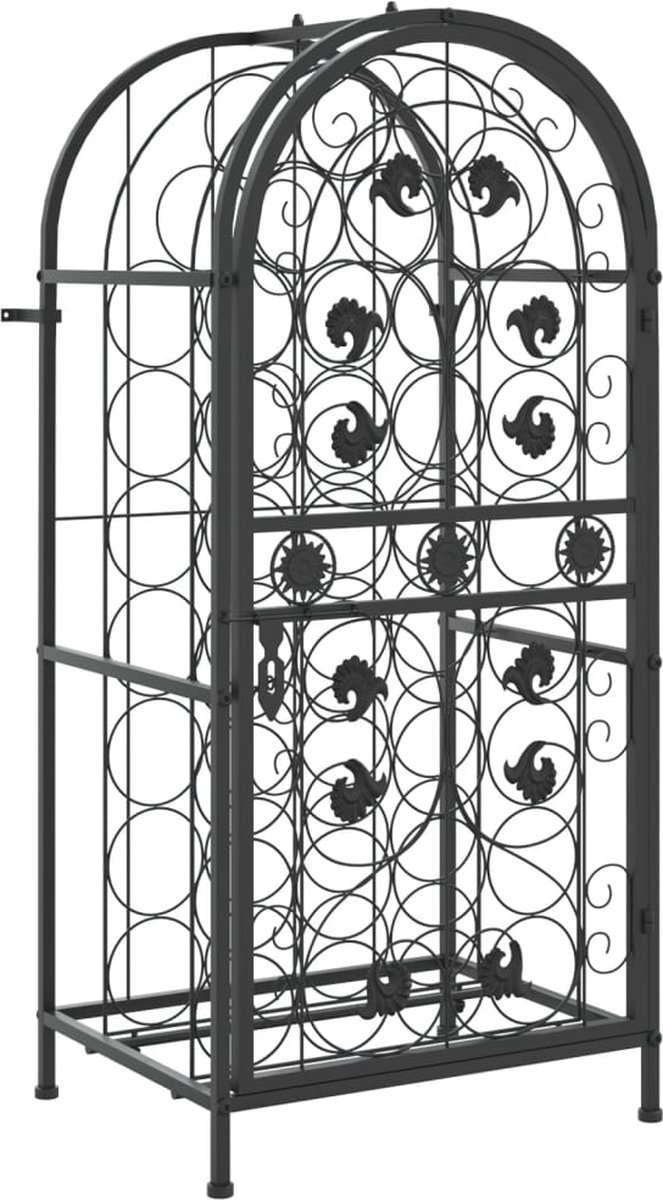vidaXL - Wijnrek - voor - 33 - flessen - 45x36x100 - cm - smeedijzer - zwart
