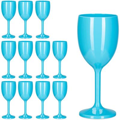 wijnglazen - kunststof - set van 12 - herbruikbaar - 250 ml - BPA-vrij - blauw