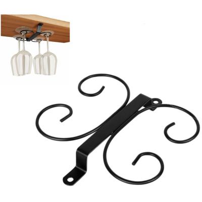1 stuk - wijnglashouder onder kast - wijnglas rek - glashouder met 4 haken - wijnglashouder - smeedijzeren wijnglasrek - wijnglazen organizer - voor keuken, bar, camper (zwart)