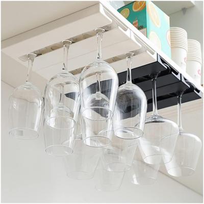 2 stuks - Wijnglas Rek - zwart - Hangend wijnglasrek - Omgekeerd wijnglas rek - Geschikt voor wijnkasten en keukenkastjes - Hangend droogrek voor wijn- en champagneglazen - Ruimtebesparend en praktisch