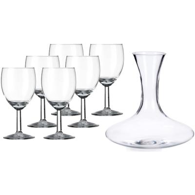Glazen wijn karaf / decanteer kan van 1,4 liter met 6x stuks wijnglazen voor rode wijn 200 ml