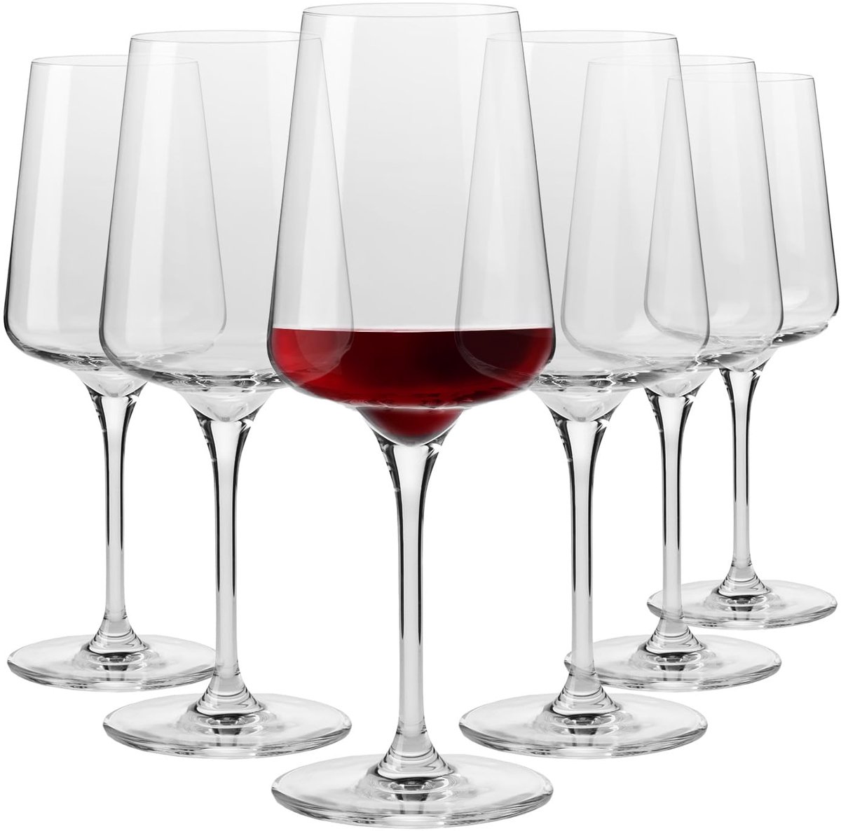 KROSNO | Rode wijnglazen | Set van 6 glazen - 500 ml | Loodvrij Kristalglas, Traditioneel vakmanschap, Elegant ontwerp | Perfect voor thuis, restaurant en feesten | voor de vaatwasser