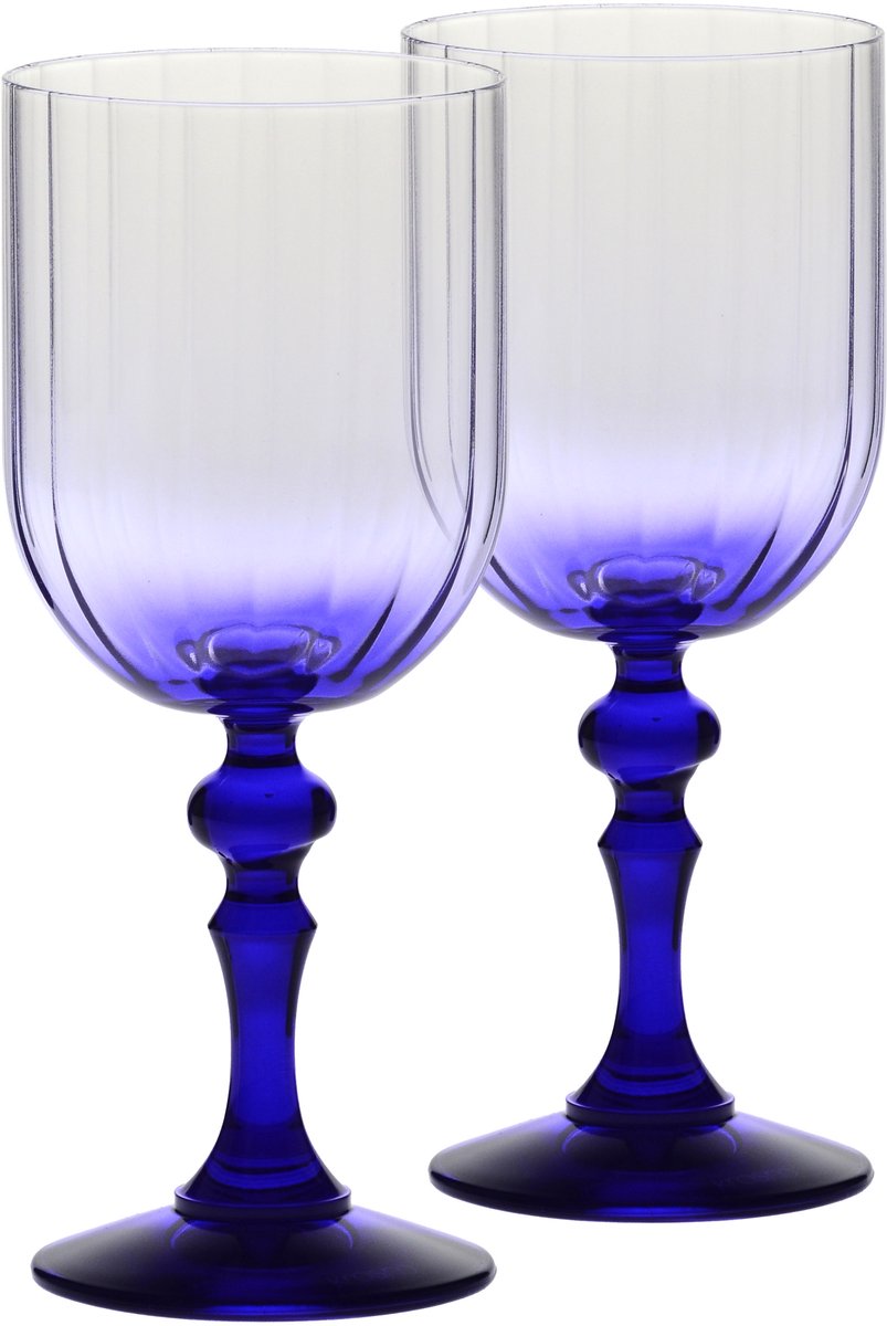 Krosno Wijnglazen met kleurverloop voor rode en witte wijn, mocktails, water met gekleurde steel - 300 ml set 2 stuks - loodvrij kristalglas - met de hand beschilderd - collectie Celebration Moments