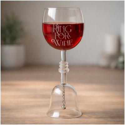 Out of the Blue Wijnglas met Tafelbel - Ring for Wine - 400 ml - 22 cm - Cadeauverpakking