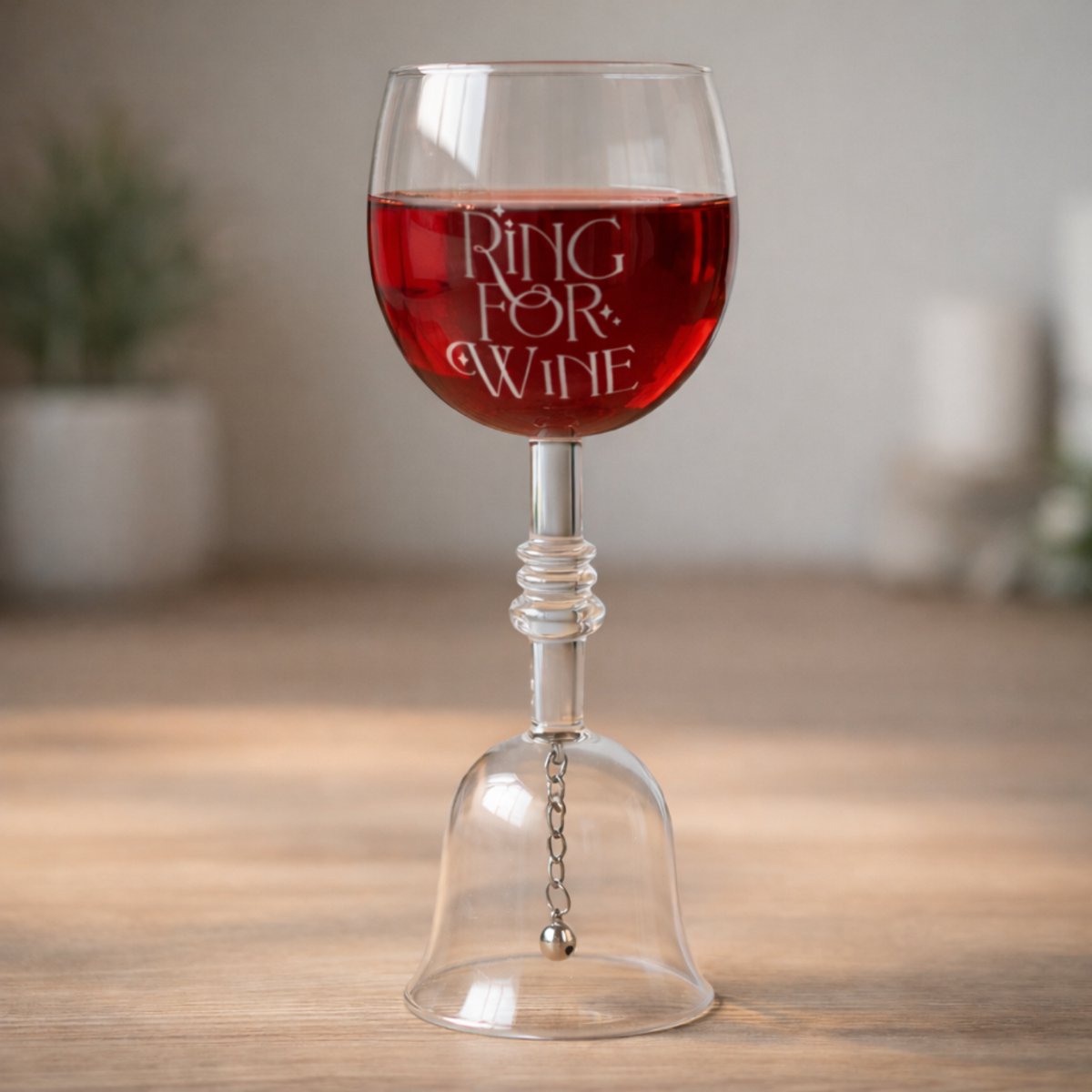 Out of the Blue Wijnglas met Tafelbel - Ring for Wine - 400 ml - 22 cm - Cadeauverpakking