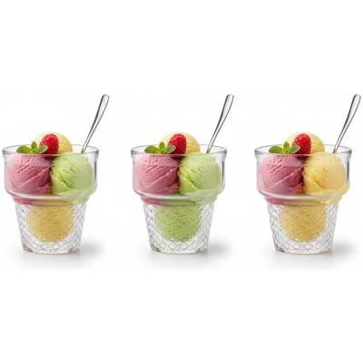 Alessandro ijscoupe Sicilie - 3x stuks - glas - 230 ml - 9 x 9 cm - ijsbeker