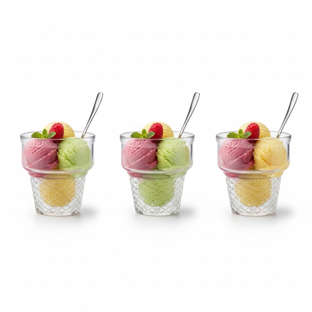 Alessandro ijscoupe Sicilie - 3x stuks - glas - 230 ml - 9 x 9 cm - ijsbeker