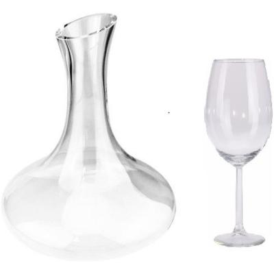 Alpina decanteer kan / wijn karaf 1,8 liter met 4 stuks rode wijn glazen 580 ml - Wijn schenkkan