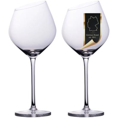 Intirilife 2x wijnglas met moderne rand - 470 ml inhoud - rode wijnglas bokaal vaatwasmachinebestendig kristalglas schokbestendig