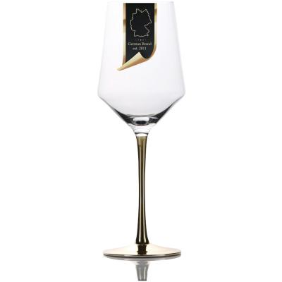 Intirilife wijnglas met goudkleurige steel - 380 ml inhoud - rode wijn wit wijnglas bokaal kristalglas schokbestendig