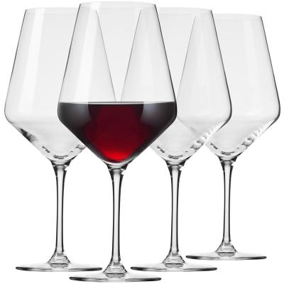 KROSNO | Kristallen rode wijnglazen | Set van 4 stuks - 650 ml | Loodvrij Kristalglas | Avant-Garde collectie, ideaal voor thuis, restaurant en recepties, vaatwasmachinebestendig