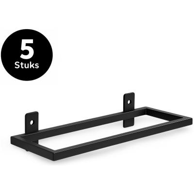 TOJ Wijnfleshouder Set van 5 Stuks - Hangend Wijnrek voor aan de Muur - Modern Industrieel - RVS - Mat Zwart