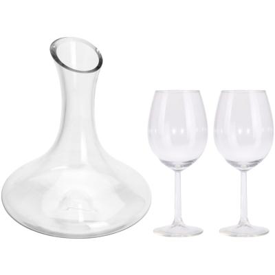 Wijn karaf/decanteer kan - 1,5 liter - met 4x rode wijnglazen - 430 ml