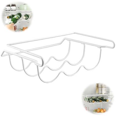 Wijnrek voor de koelkast - Flessenrek voor de koelkast - Universeel flessenrek - Wijnrek voor Koelkast - Universele Flessenhouder voor 3 Flessen- Wit - 33x31x11,5 cm - Geschikt voor de meeste koelkasten