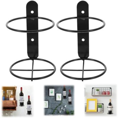2 wijnflessen rekken - wijn display rek - wandgemonteerd wijnflessen rek - opbergrek voor één fles - inclusief bevestigingsschroeven - geschikt voor thuis, keuken, eetkamer, bar (9,5*13,5 cm - zwart)