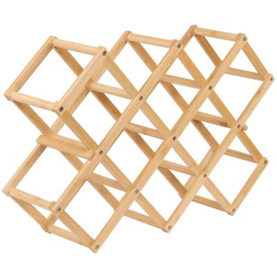5Five Flessenrek - naturel look - bamboe hout - 15 x 52 x 7 cm - 10 flessen - opvouwbaar - wijnrek