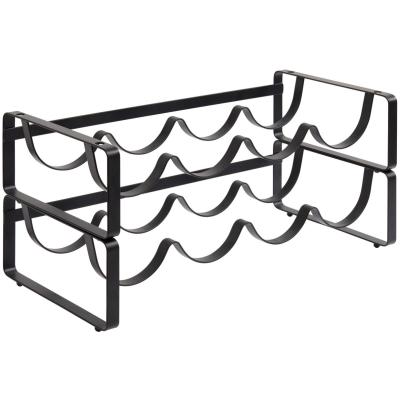 5Five Flessenrek - zwart - staal - 42 x 20 x 10 cm - 4 flessen - stapelbaar - wijnrek