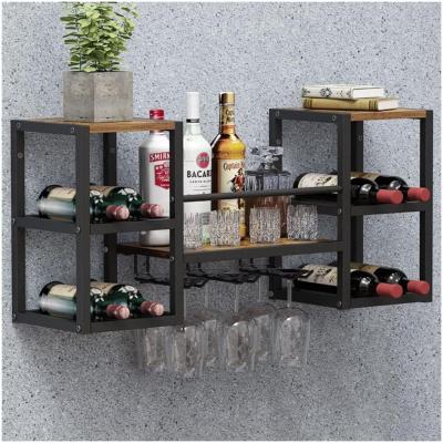 MMP®Wijnrek Muur - Wijnrek - Hangend - Multifunctionele Wijndisplay - met 3 Stoomglashouders - Veelkleurig - 25cm x 88cm x 40cm