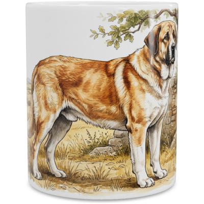 Mok Rafeiro do Alentejo Honden Serie - Aquarel Illustratie van Portugese Mastiff in Landelijk Decor - Prachtig Cadeau voor Hondenbaasjes - Mooie Koffiemok