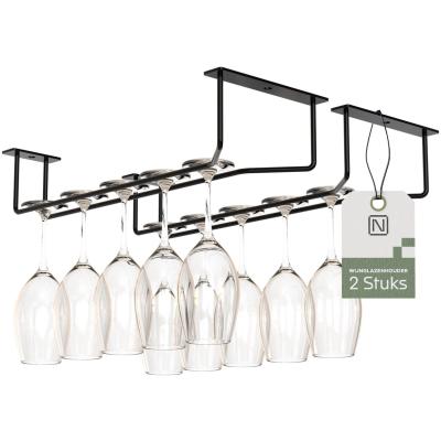 Noswo Wijnglazenhouder - Wijnglazenrek - Ophangrek Wijnglazen - Glazenrek - Wijnglashouder - Hangend - Zwart