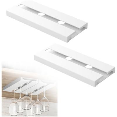 Wijnglazenhouder - 2 Rijen - Wijnrek - Glazenrek Wijn - Wijnglazenrek - Ophangrek wijnglazen - 25 x 11 x 2 cm - Wijnglas Houder 6 glazen - Glazenrek - Wijnglazen Organizer - Wijnglazen organizer - Wijnrek Muur - Wijnkast - Wit