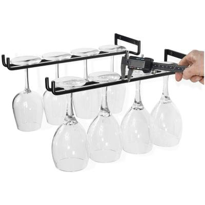 Wijnglazenhouder - Ophangrek Wijnglazen - 2 Stuks Hangende Wijnglazenhouder - Metalen Wandgemonteerde Glazenhouder voor Wijnglazen Opslag - Wijn Glasrek voor Bar - Keuken en Restaurant - 30X10X4CM - Zwart