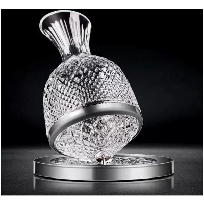 ZYLARO Luxe Wijnkaraf, Draaiende decanteerkan, 1.5L, Luxe kristal wijn Karaf, met kristallen basis, Decanteer, beste cadeau