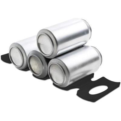 kwmobile 1x opvouwbare houder voor flessen en blikjes - Voor koelkast en voorraadkast - Siliconen flessenhouder in zwart - 31 x 9,5 x 1 cm