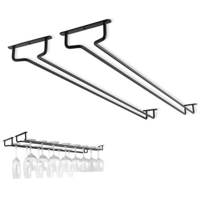 2 Stuks Wijnglazenhouder - Ophangrek Wijnglazen - 40 Cm - Wijnglazenrek - Aan De Muur - Metaal - Geschikt Voor 10 Glazen - Wijnglas Rek - Wijnglas Houder - Geschikt Voor Kasten, Keukens of Bars - Zwart