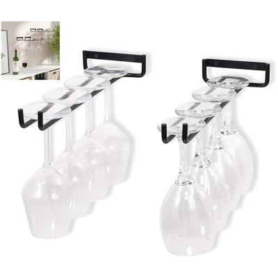 2-stuks Wijnglazenrek - Glazenhouder-Rek voor rode wijnglazen - Hangend wijnglazenrek - 30x10x4cm met omgekeerde afvoer - Sterk draagvermogen - Geschikt voor wijnkasten in de woonkamer, westerse restaurants en cafés - Zwart