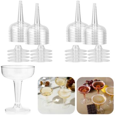 20 stuks Wijnglazen - Feestglazen - Wijnglazen op voet - Plastic champagneglazen - Ronde rand - Wegwerpwijnglazen - Feestartikelen - Demonteerbare constructie - Geschikt voor verjaardagen, bruiloften, feesten, bars (8,2*10,9 cm - Transparant)