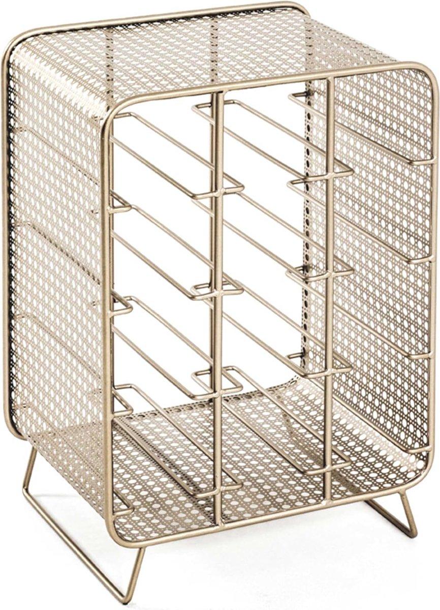 Fleshouder Metaal - Drankrek Staand - Dranken Opbergen - Stijlvol Art Deco - 30 x 46 cm - Goudkleurig