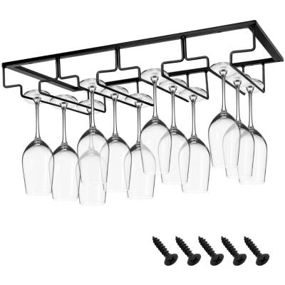 Florixa® Ophangrek Wijnglazen - Wijnglazenhouder - Metalen Wijnglazenrek - Zwart - 24cm x 42cm x 7cm
