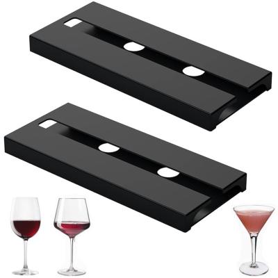 Omgekeerde wijnglashouders - Stemware Rack plastic - Thuis bar keuken restaurant - Set van 2 (zwart)