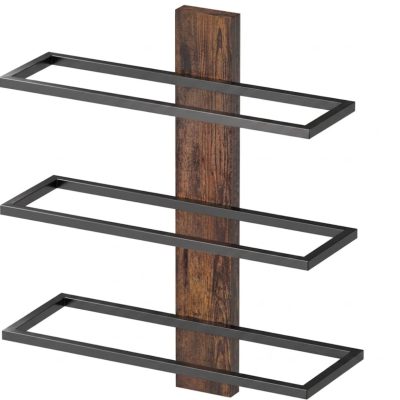 TopChoice® Wijnrek voor aan de Muur - Wijnflessen Houder - Ophangrek - voor 3 Flessen - Zwart