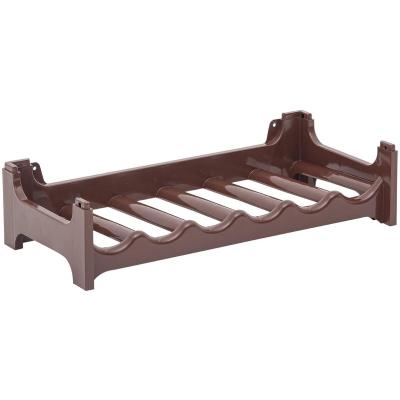 Flessenrek voor 6 flessen, bruin, uitbreidbaar, stapelbaar, drankenkast voor flessen, opslag voor petflessen, vlak wijnrek, wijnopslag, drankenopslag, flessenorganizer