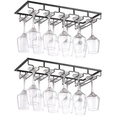 Florixa® Ophangrek Wijnglazen - Wijnglazenhouder - Metalen Wijnglazenrek - Zwart - 22cm x 40cm x 6cm