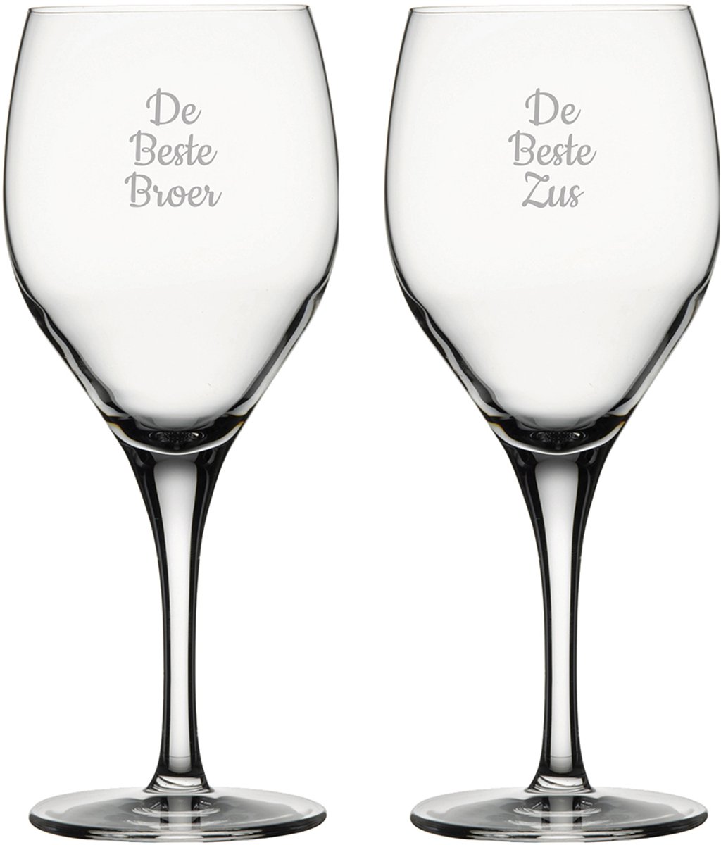 Gegraveerde witte wijnglas 34cl De Beste Broer- De Beste Zus