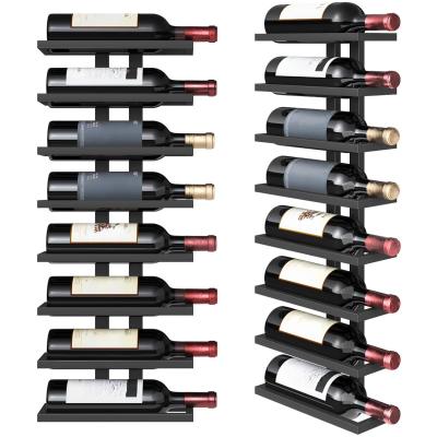 JCP® Wijnrek - 8 Fles - Wijnrek Muur - Wijnrek Staand - Zwart - 28cm x 11cm x 72cm