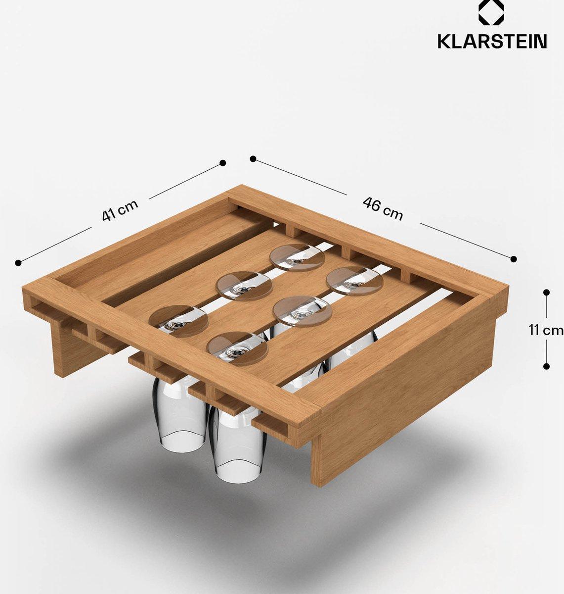 Klarstein houten wijnrek voor 25 glazen, beukenhouten wijnstandaard, compatibel met Vinsider 79 Duo, ruimtebesparend design, eenvoudige verzorging, perfect voor keuken & wijnkelder
