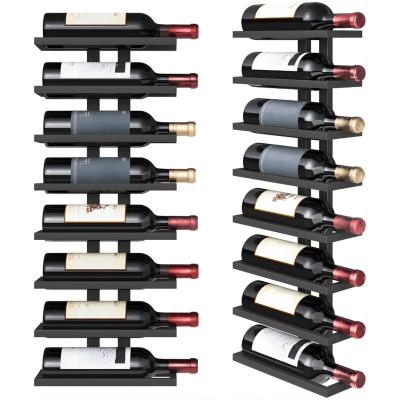 Ploutus® Wijnrek Muur -Wand Wijnrek - Compacte Hangende Wijnfleshouder - Zwart- 27cm x 10cm x 71cm