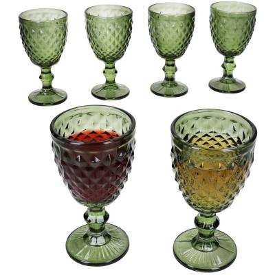 Set van 6 DIAMOND wijnglazen groen van glas - 38014