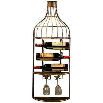 Wijnrek Muur - Fleshouder Hanger - Wijn Opslag - Vintage Nostalgisch Design - 95x37cm - Rood