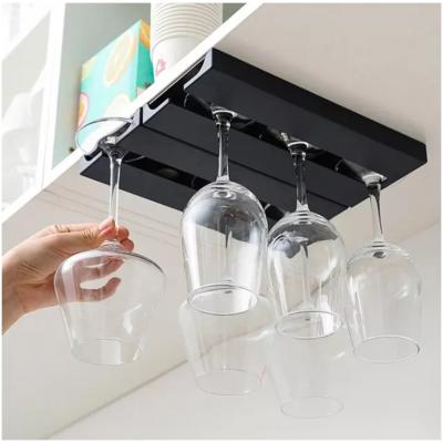 wijnglazenhouder - 2 Rijen - Wijnrek zwart - Glazenrek Wijn - Wijnglazenrek - Ophangrek wijnglazen - Wijnglazen Rek - Zwart - 25*11*2cm - Wijnglazen Houder - Glazenrek - Wijnglas Houder 6 glazen - Wijnglazen organizer