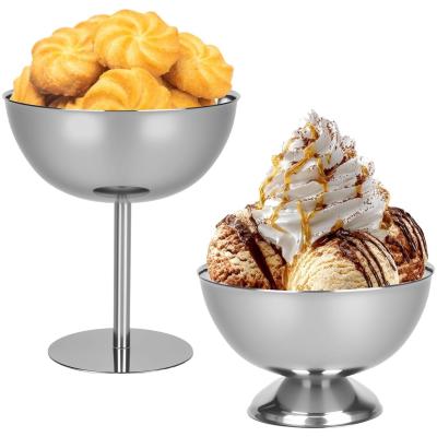 2 x 180 ml roestvrijstalen dessertkommen met voet, dessertglazen, ijscoupe, dessertbekers, voor fruit, salade, yoghurt en vruchtenpudding