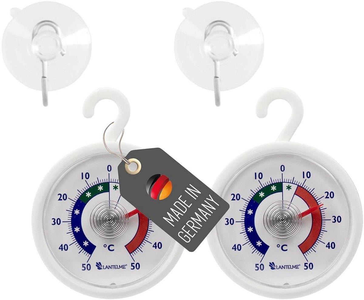2x Analoge Koelkast- en Vrieskastthermometer met Zuignap en Plakstrip | -50°C tot 50°C